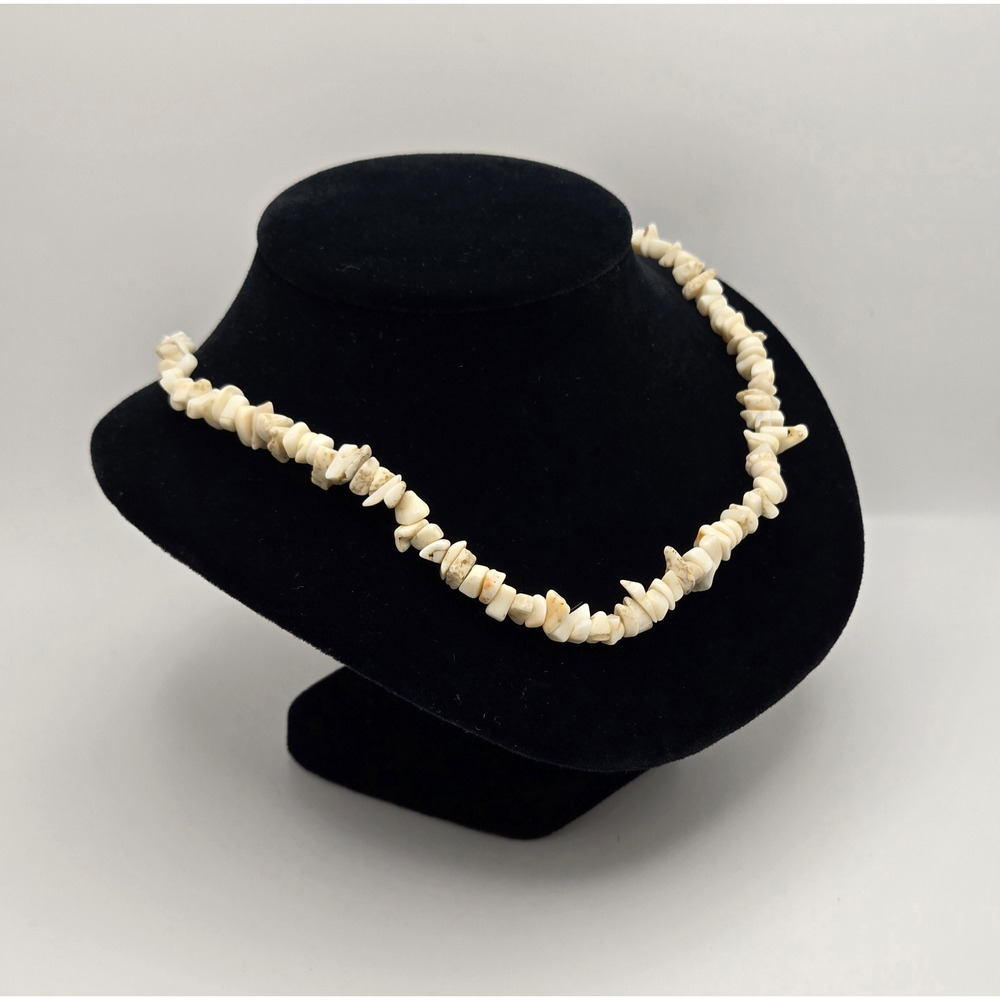 Vintage Shell Necklace White Coral Natural Beads Surfer Beach Tropical Boho 16" - Picture 6 of 12